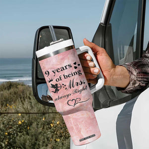 9 Year Anniversary Gift Tumbler With Handle 9 Years Being Mrs Always Right Wedding Gifts For Her TB10 Print Your Wear