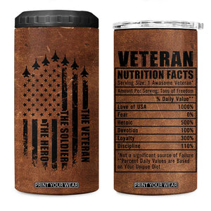 Veteran Gifts 4 in 1 Can Cooler Tumbler Veterans Army Navy Air Force Marine Corps TB10 One Size: 16 oz Black Print Your Wear