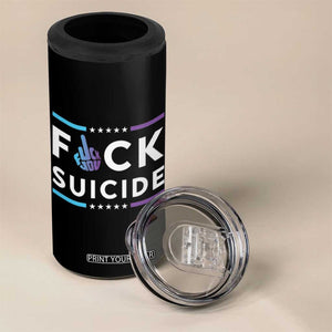 Suicide Prevention Awareness 4 in 1 Can Cooler Tumbler Teal Purple Fuck Suicide TB10 Print Your Wear