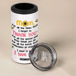 Mom Gifts From Kids 4 in 1 Can Cooler Tumbler Mothers Day Gifts Remember I Love You Mom Sunflower TB10 Print Your Wear