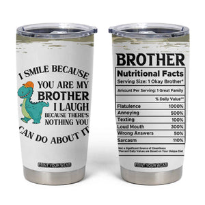 Funny Brother Gifts Tumbler Cup I Smile Because You Are My Brothers Camo TB10 White Print Your Wear
