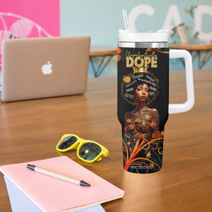 Afro Woman Tumbler With Handle Black Women Unapologetically Dope Juneteenth Black History Afican Roots TB10 Print Your Wear