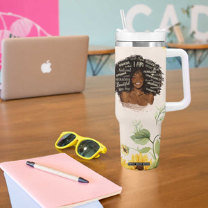 Christian Gifts for Black Women Tumbler With Handle Sunflower African American Afro Black Girl Encouragement Religious Gift TB10 Print Your Wear