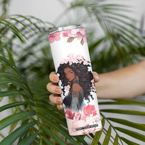 Black Queen Skinny Tumbler Afro Afican Roots Women Floral Juneteenth Black History TB10 Print Your Wear
