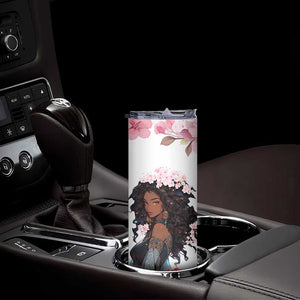 Black Queen Skinny Tumbler Afro Afican Roots Women Floral Juneteenth Black History TB10 Print Your Wear