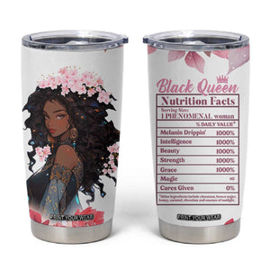 Black Queen Tumbler Cup Afro Afican Roots Women Floral Juneteenth Black History TB10 White Print Your Wear