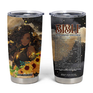 Bible Emergency Numbers Tumbler Cup Bible Verse Religious Gifts For Afro Women TB10 Black Print Your Wear