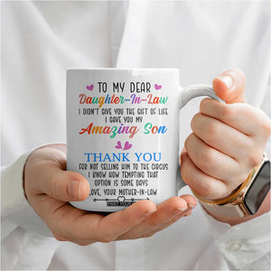 Gifts For Daughter In Law Coffee Mug Funny Wedding Day Gift From Mother In Law TB10 Print Your Wear