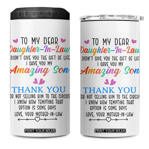 Gifts For Daughter In Law 4 in 1 Can Cooler Tumbler Funny Wedding Day Gift From Mother In Law TB10 One Size: 16 oz White Print Your Wear