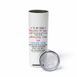 Gifts For Daughter In Law Skinny Tumbler Funny Wedding Day Gift From Mother In Law TB10 Print Your Wear