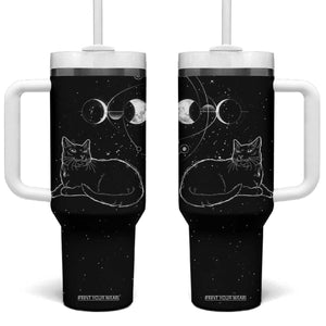 Black Cat Tumbler With Handle Cat Lover Gifts For Women Funny Goth Witch Gothic TB10 One Size: 40 oz Black Print Your Wear