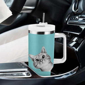 Cat Lover Gifts Tumbler With Handle You Still Asleep Human TB10 Print Your Wear