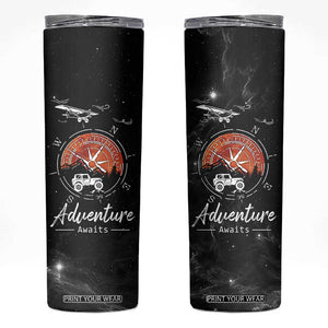 Adventure Awaits Skinny Tumbler Camping Mountain Nature Hiking Camp Lover Gift TB10 Black Print Your Wear