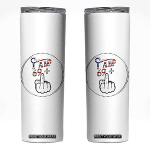 Funny 70th Birthday Skinny Tumbler 1956 70 Year Old Birthday US Flag Middle Finger TB10 White Print Your Wear