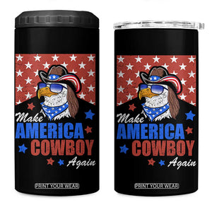 Funny Cowboy 4 in 1 Can Cooler Tumbler Make American Cowboy Again Western Eagle TB10 One Size: 16 oz Black Print Your Wear