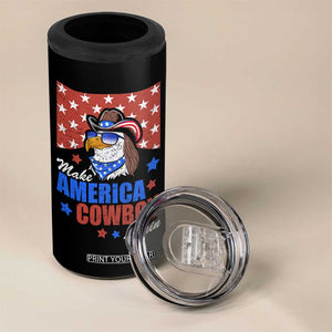Funny Cowboy 4 in 1 Can Cooler Tumbler Make American Cowboy Again Western Eagle TB10 Print Your Wear