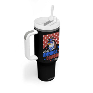 Funny Cowboy Tumbler With Handle Make American Cowboy Again Western Eagle TB10 Print Your Wear