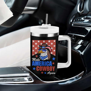 Funny Cowboy Tumbler With Handle Make American Cowboy Again Western Eagle TB10 Print Your Wear