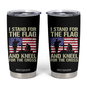 Stand For The Flag Kneel For The Cross Tumbler Cup American Flag 4th Of July Patriotic Christian Faith TB10 Black Print Your Wear