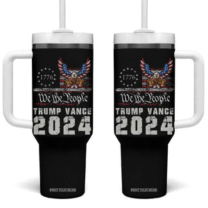 Trump Vance 2024 Tumbler With Handle For President VP USA Election Patriotic US Eagle TB10 One Size: 40 oz Black Print Your Wear