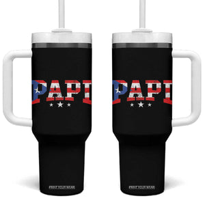 Puerto Rican Papi Tumbler With Handle Dad Puerto Rico Pride Boricua Father's Day TB10 One Size: 40 oz Black Print Your Wear