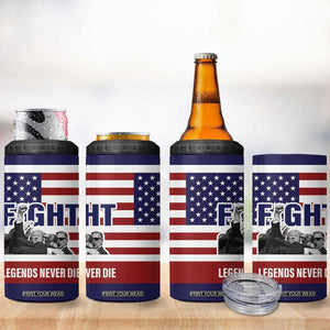 2024 Unstoppable Trump Survived Assassination Attempt Survivor 4 in 1 Can Cooler Tumbler Legend Never Die You Missed Trump Fight Fist Pump American Flag TB10 Print Your Wear