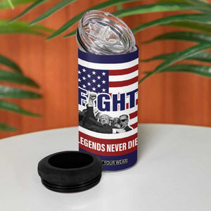 2024 Unstoppable Trump Survived Assassination Attempt Survivor 4 in 1 Can Cooler Tumbler Legend Never Die You Missed Trump Fight Fist Pump American Flag TB10 Print Your Wear