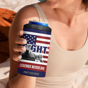 2024 Unstoppable Trump Survived Assassination Attempt Survivor 4 in 1 Can Cooler Tumbler Legend Never Die You Missed Trump Fight Fist Pump American Flag TB10 Print Your Wear