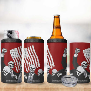 2024 Unstoppable Trump Skeleton Halloween 4 in 1 Can Cooler Tumbler Survived Assassination Attempt Survivor You Missed Trump Fight Fist Pump American Flag TB10 Print Your Wear