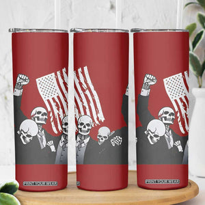 2024 Unstoppable Trump Skeleton Halloween Skinny Tumbler Survived Assassination Attempt Survivor You Missed Trump Fight Fist Pump American Flag TB10 Print Your Wear