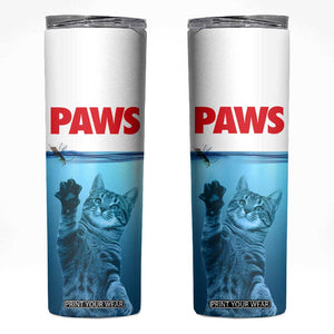 Paws Parody Skinny Tumbler Cat Mouse Humorous Cat Chasing Mouse Kitten TB10 Blue Print Your Wear