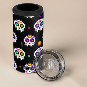 Personalized Sugar Skull 4 in 1 Can Cooler Tumbler Custom Name Da De Los Muertos Day Of The Dead Halloween Gift TB10 Print Your Wear