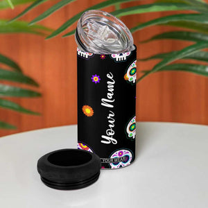 Personalized Sugar Skull 4 in 1 Can Cooler Tumbler Custom Name Da De Los Muertos Day Of The Dead Halloween Gift TB10 Print Your Wear