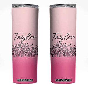 Personalized Wildflower Skinny Tumbler Custom Name Gift For Women TB10 Pink Print Your Wear