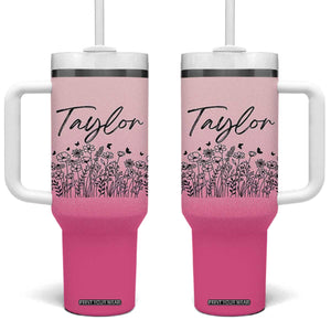 Personalized Wildflower Tumbler With Handle Custom Name Gift For Women TB10 One Size: 40 oz Pink Print Your Wear