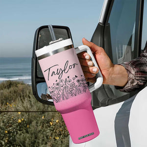 Personalized Wildflower Tumbler With Handle Custom Name Gift For Women TB10 Print Your Wear