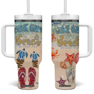 Beach Gifts For Women Tumbler With Handle Some Girls Are Just Born With The Beach In Their Souls TB10 One Size: 40 oz Multicolor Print Your Wear