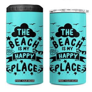 Beach Vacation 4 in 1 Can Cooler Tumbler The Beach Is My Happy Place Summer Holiday Gift TB10 One Size: 16 oz Teal Print Your Wear