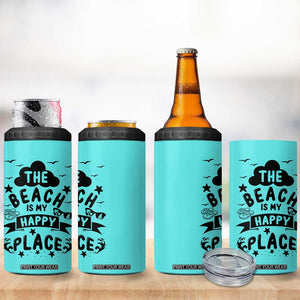 Beach Vacation 4 in 1 Can Cooler Tumbler The Beach Is My Happy Place Summer Holiday Gift TB10 Print Your Wear