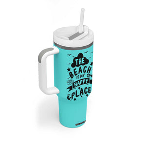 Beach Vacation Tumbler With Handle The Beach Is My Happy Place Summer Holiday Gift TB10 Print Your Wear
