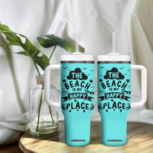 Beach Vacation Tumbler With Handle The Beach Is My Happy Place Summer Holiday Gift TB10 Print Your Wear