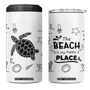 Beach 4 in 1 Can Cooler Tumbler Ocean Animals The Beach Is My Happy Place Summer Holiday Gift TB10 One Size: 16 oz White Print Your Wear