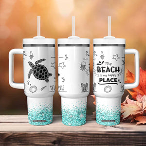 Beach Tumbler With Handle Ocean Animals The Beach Is My Happy Place Summer Holiday Gift TB10 Print Your Wear