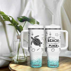 Beach Tumbler With Handle Ocean Animals The Beach Is My Happy Place Summer Holiday Gift TB10 Print Your Wear