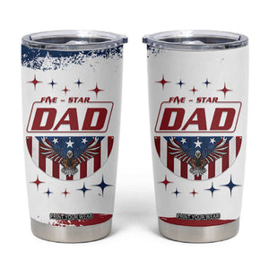 Dad Gifts From Kids Tumbler Cup Five Star Dad Fathers Day American Flag TB10 White Print Your Wear