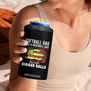 Softball Dad Gifts 4 in 1 Can Cooler Tumbler Like A Baseball Dad But With Bigger Balls Funny Fathers Day TB10 Print Your Wear