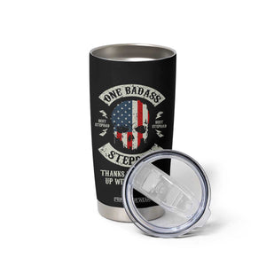 One Badass Stepdad Tumbler Cup Best Effin Bonus Dad Gifts Stepped Up Dads US Flag Skull TB10 Print Your Wear