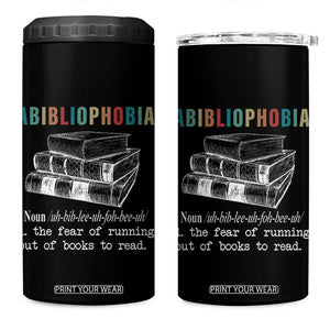 Funny Book Lovers 4 in 1 Can Cooler Tumbler Abibliophobia Hilarious Bookworm TB10 One Size: 16 oz Black Print Your Wear