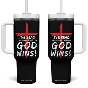Christian Gifts Tumbler With Handle I've Read The Final Chapter God Wins Faith Cross TB10 One Size: 40 oz Black Print Your Wear