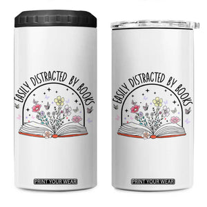 Book Lovers Gifts 4 in 1 Can Cooler Tumbler Easily Distracted By Books Nerds TB10 One Size: 16 oz White Print Your Wear